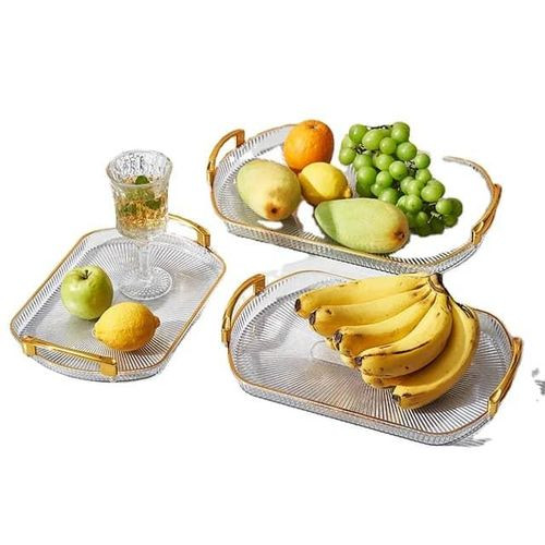 3 Pieces Of Rectangle Food Tray Fruit Tea Table Serving Tray Home Desktop Storage Organizer for Hotel Storage Platters