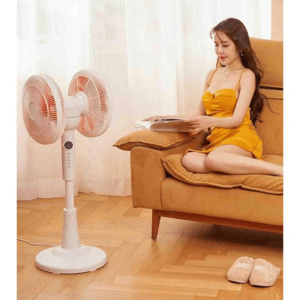 360° Double-Headed Rotating Fan Household Air Circulation Fan Intelligent Remote Control Double-Sided Floor Electric Fan -Multicolor