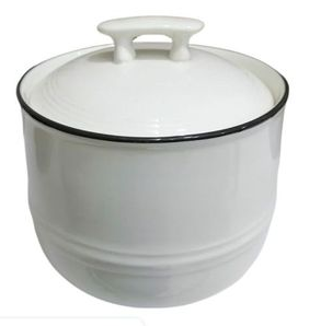 Round Ceramic Spice Sugar Bowl Dish - White