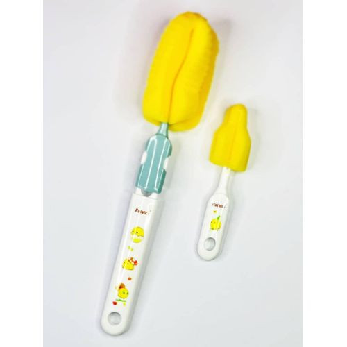 2 Pieces Sponge Washing Brush Rotation Set Baby Pacifier Cup, Feeding bottle and Nipple Cleaner Tools- Multicolor