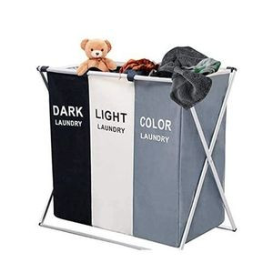 3-Section Laundry Basket Bin Organizer- 137L- Multi-colour.