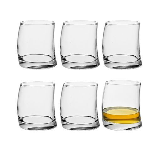 6 Pieces Of Curved Whisky Glasses - Colorless.