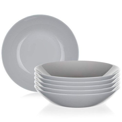 Luminarc 6 Pieces Of Luminarc Round Plain Bowl Soup Plates -Grey.