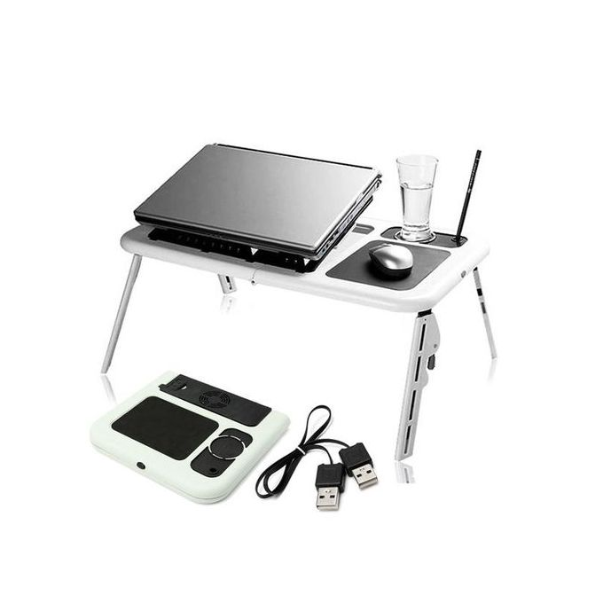 Foldable & Portable Bedroom Table Desk Laptop Table Stand Organizer- White