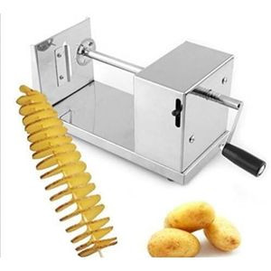 Manual Potato Chips Slicer Spiral Twister Vegetable Cutter, Silver.