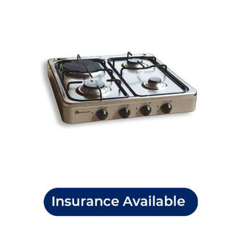 Blueflame 3 Gas +1 Electric Hot Plate Table Top Cooker Burner Stove, Silver.